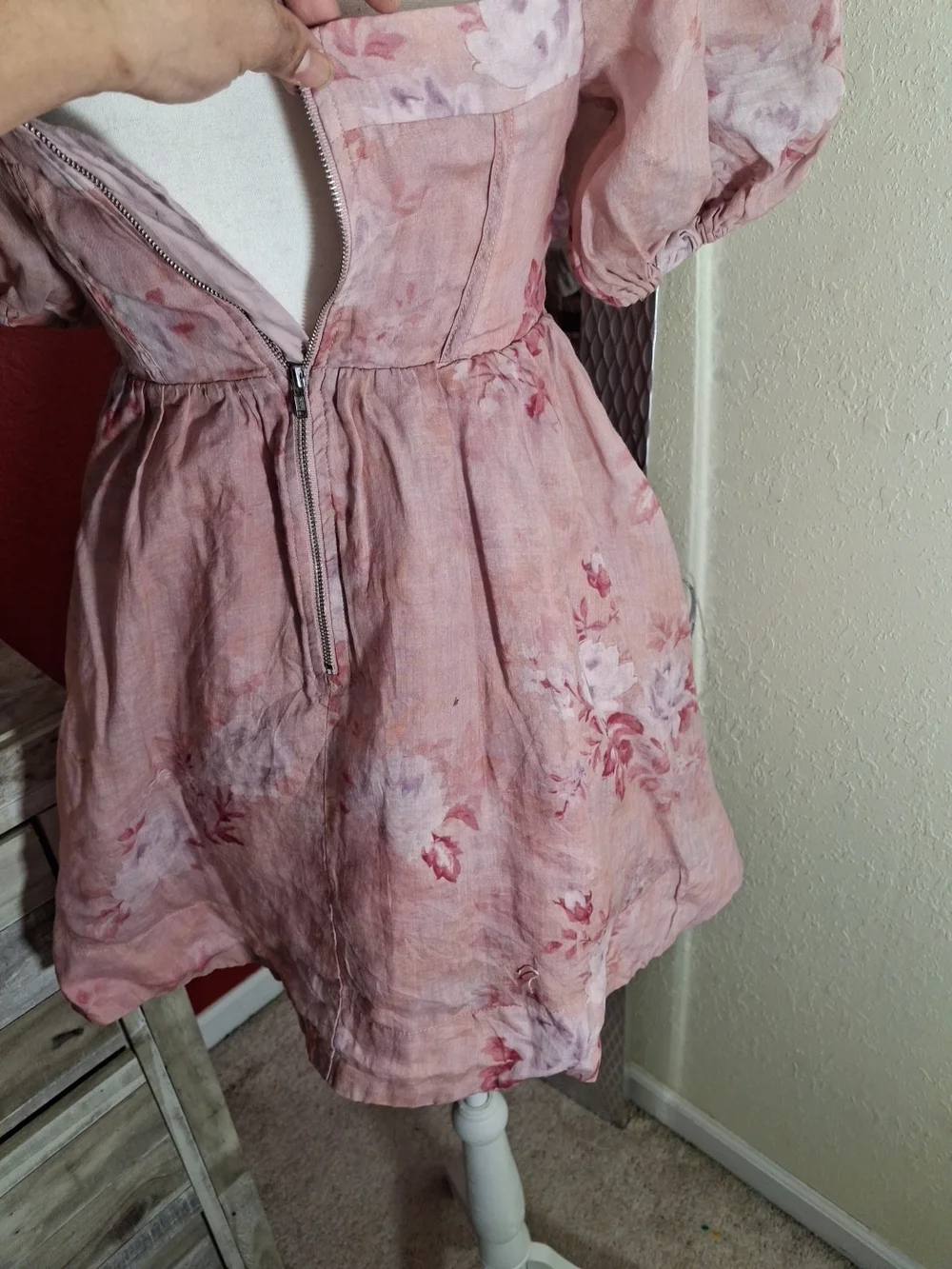 Bardot Blush-Pink Puff Sleeve Square Neck Mini Dress - Picture 11 of 11